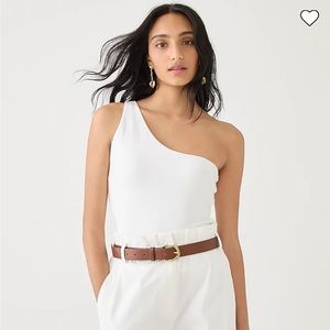 J. Crew Form knit One Shoulder White tank sz L NWT